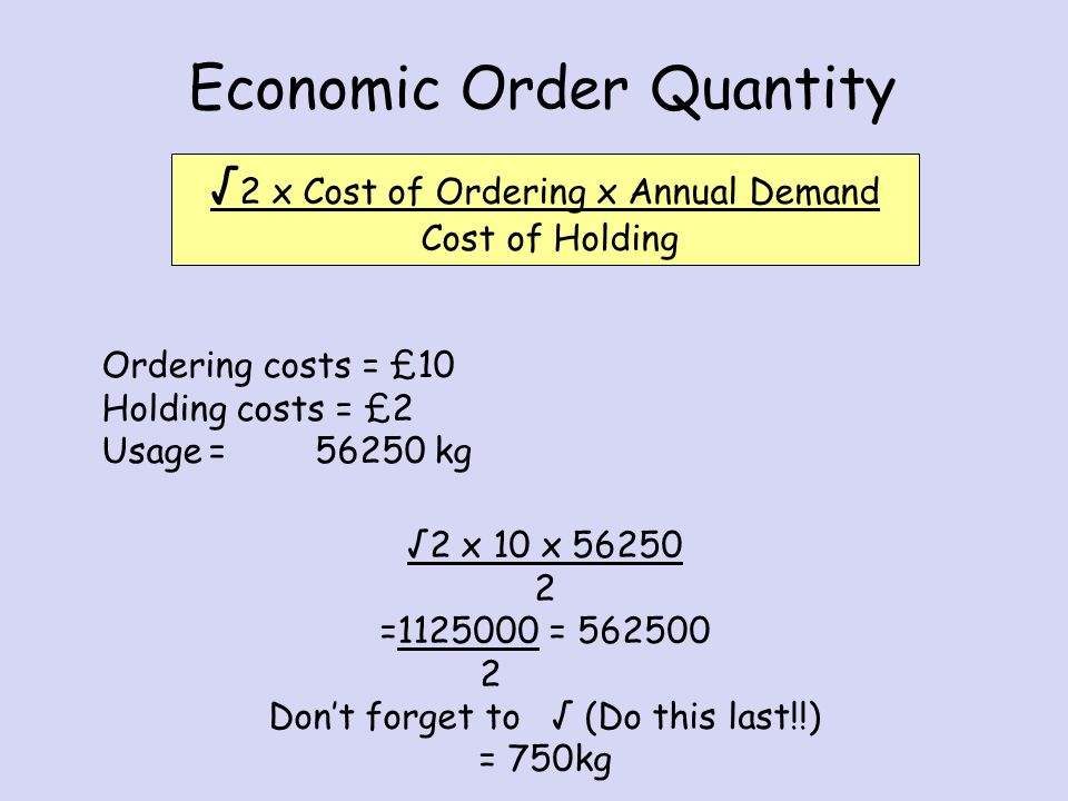 Economic order quantity test questions